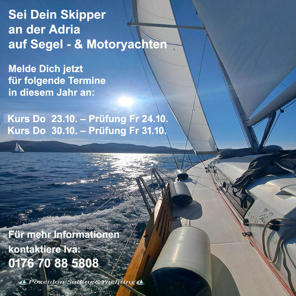 Kstenpatent Bootsfhrerschein und Yachtfhrerschein Boat Skipper B inklusive Funk - Kurs & Prfung in Zadar