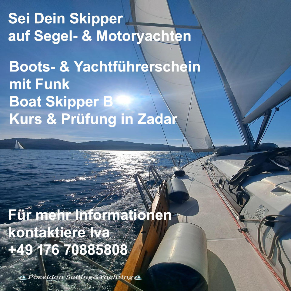 Küstenpatent Bootsführerschein und Yachtführerschein Boat Skipper B inklusive Funk - Kurs & Prüfung in Zadar