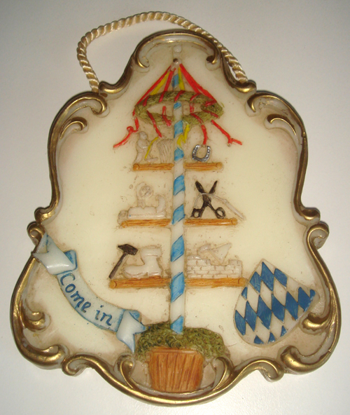 Wachsbild Wachsrelief Bayern Maibaum mit Zunftzeichen   Come in 