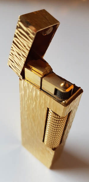 Dunhill Rollagas Feuerzeug gold, vergoldet in original Dunhill Box