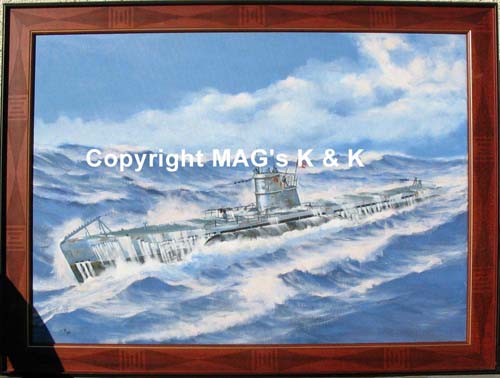 original lbild Gemlde maritimes Motiv 2. Wk, deutsche Marine, U-Boot